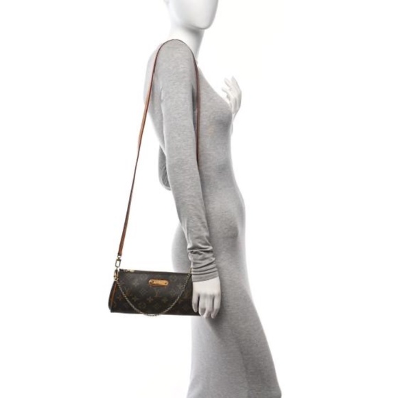 Authentic LOUIS VUITTON Monogram Eva Clutch/Crossbody Bag Brown - Picture 3 of 16
